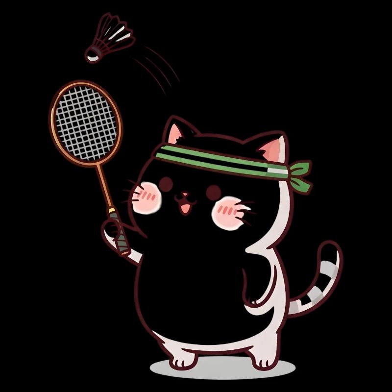 Cute cat playing badminton - Design sporti