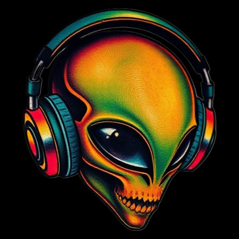 Mehrfarbiger Alien-Kopf