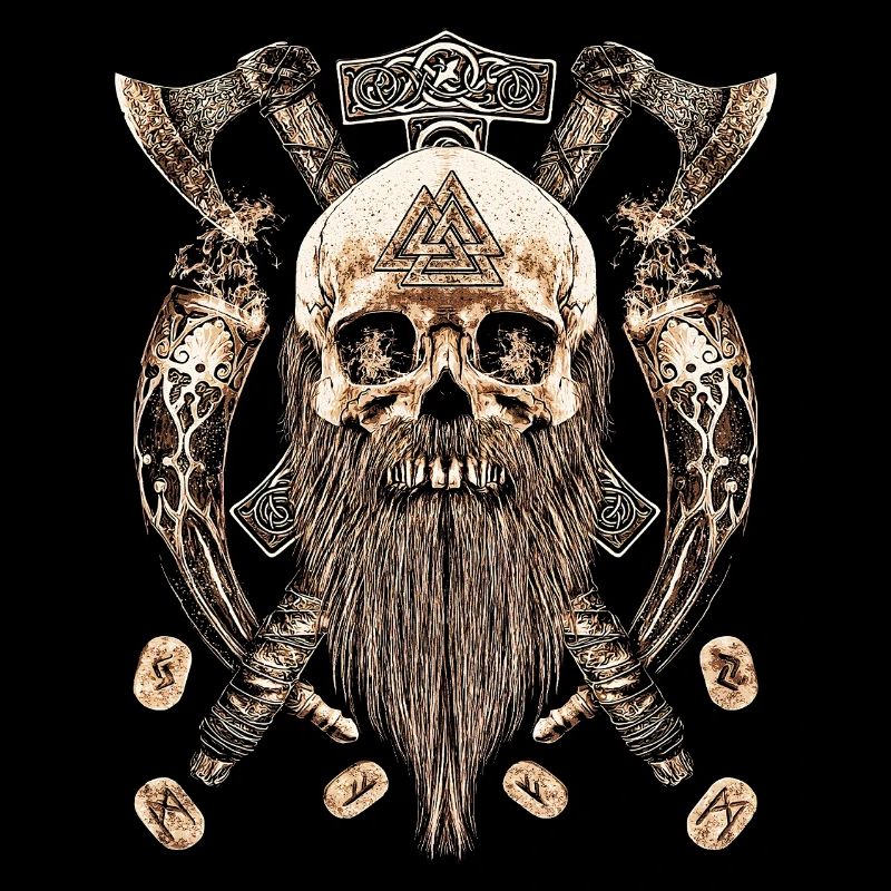 Valhalla Sigil Viking Skull Skeleton Goth