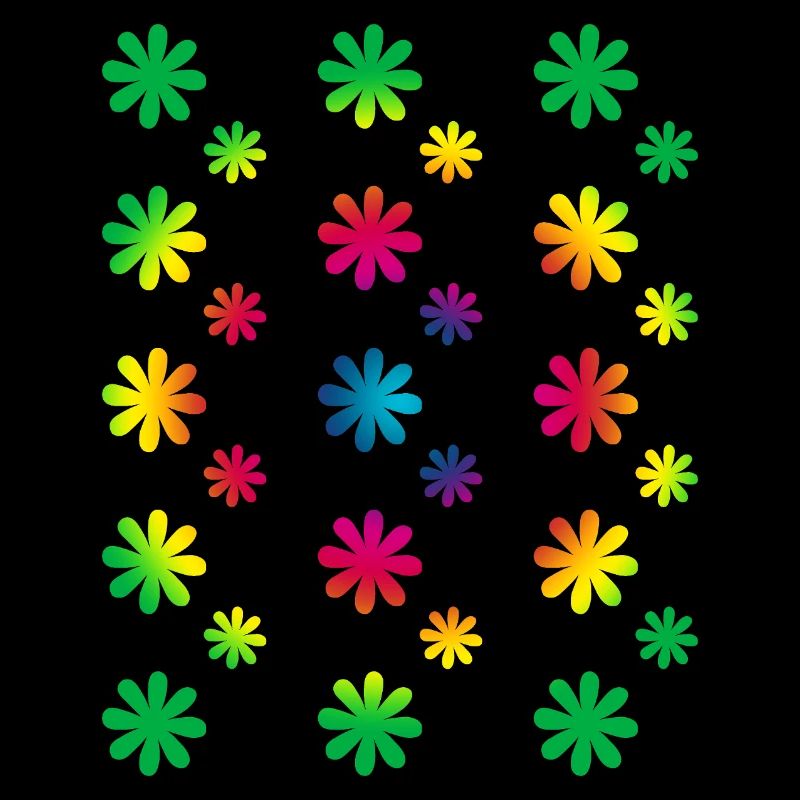 bunte Blumen - Retro - Regenbogenblüten Muster