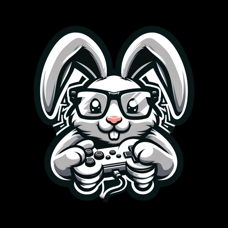 Lapin de jeu avec manette de style rétro