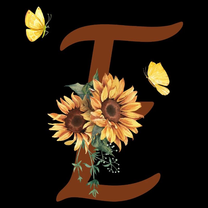 Lettre e tournesol papillon