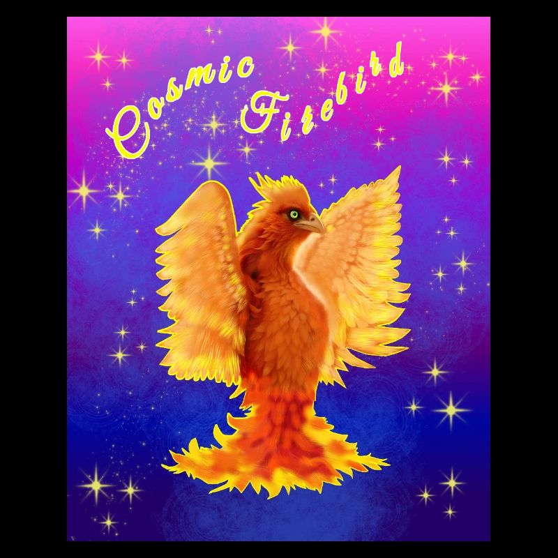 Ein orangefarbener kosmischer Cyber-Vogel