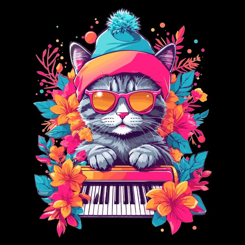 Chat mignon avec piano