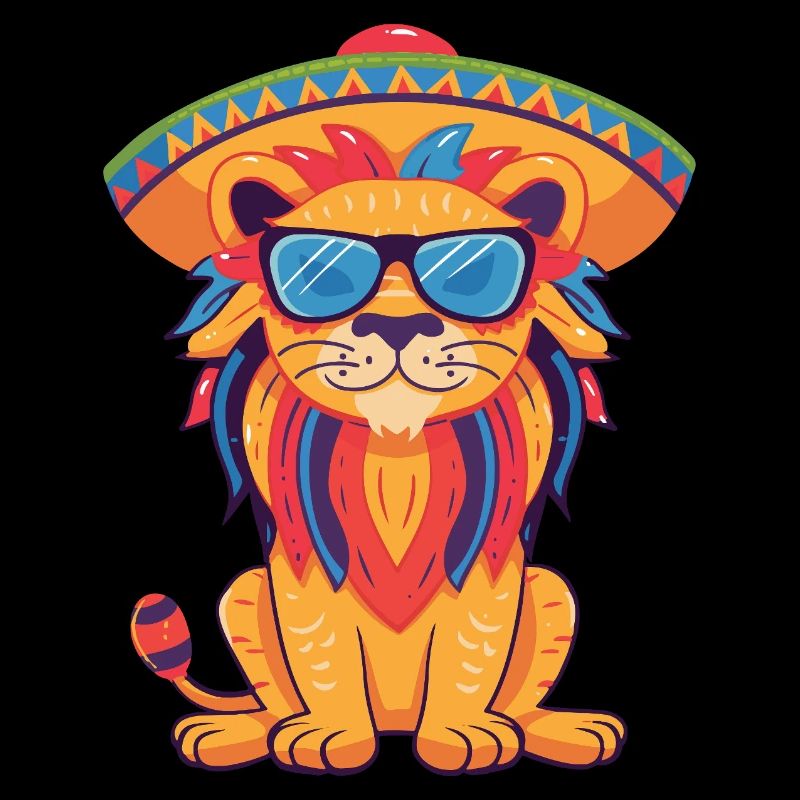 Lion Comic Sombrero drôle