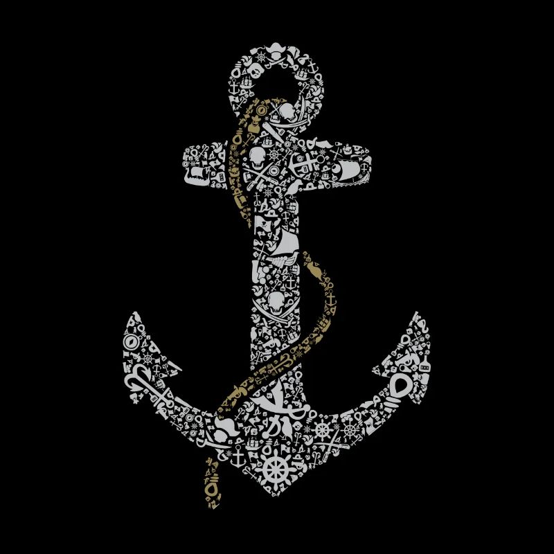 Ancre avec des symboles maritimes