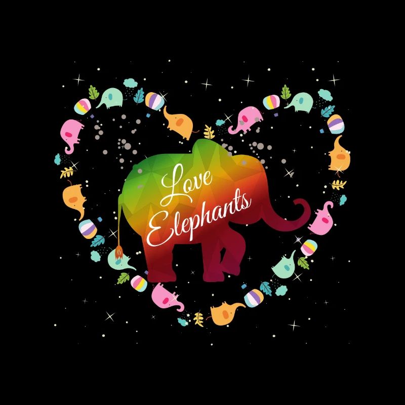 Rainbow Elephant Heart Design