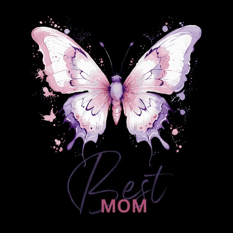 Meilleure maman : Design de papillon blanc-rose-violet