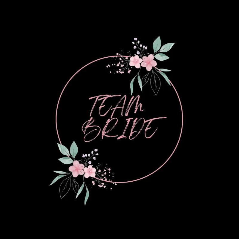 Team Bride Pink Circle Flowers Plain