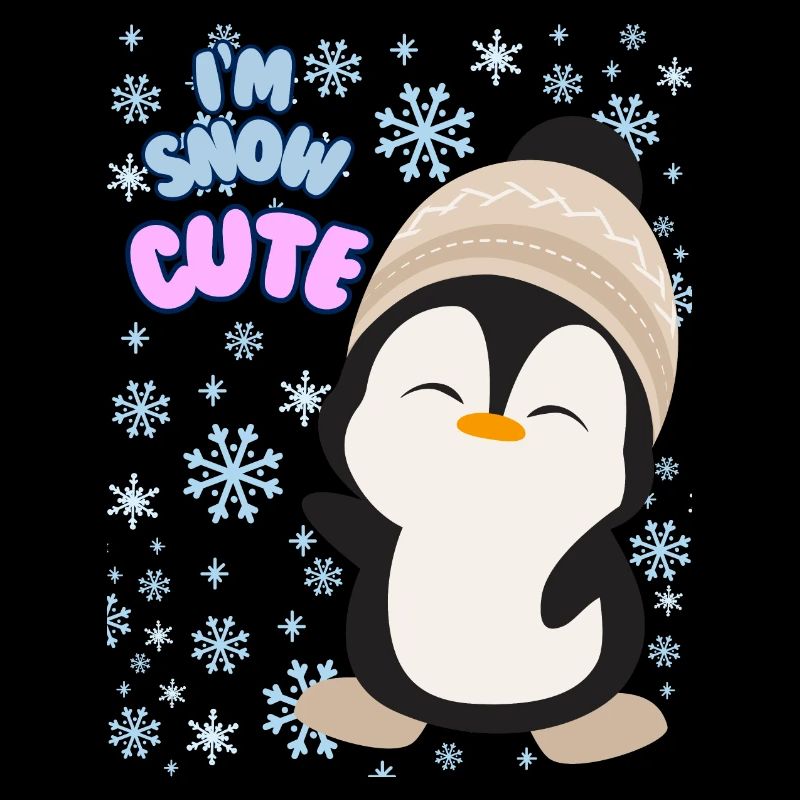 Pull d'hiver mignon avec un pingouin pour femme. Je suis mignonne comme la neige.