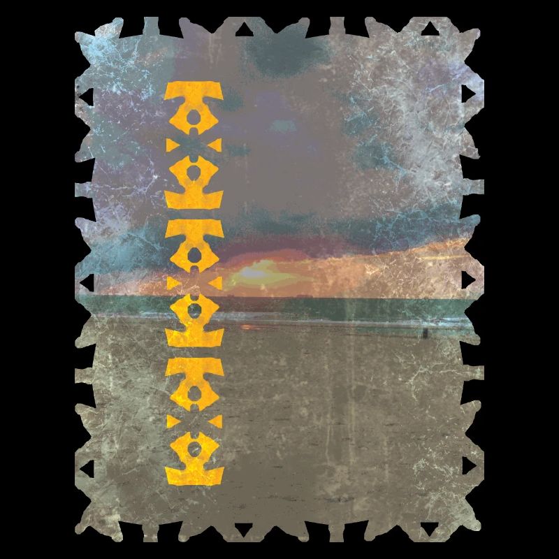 Yellow Totem Pattern on the Beach