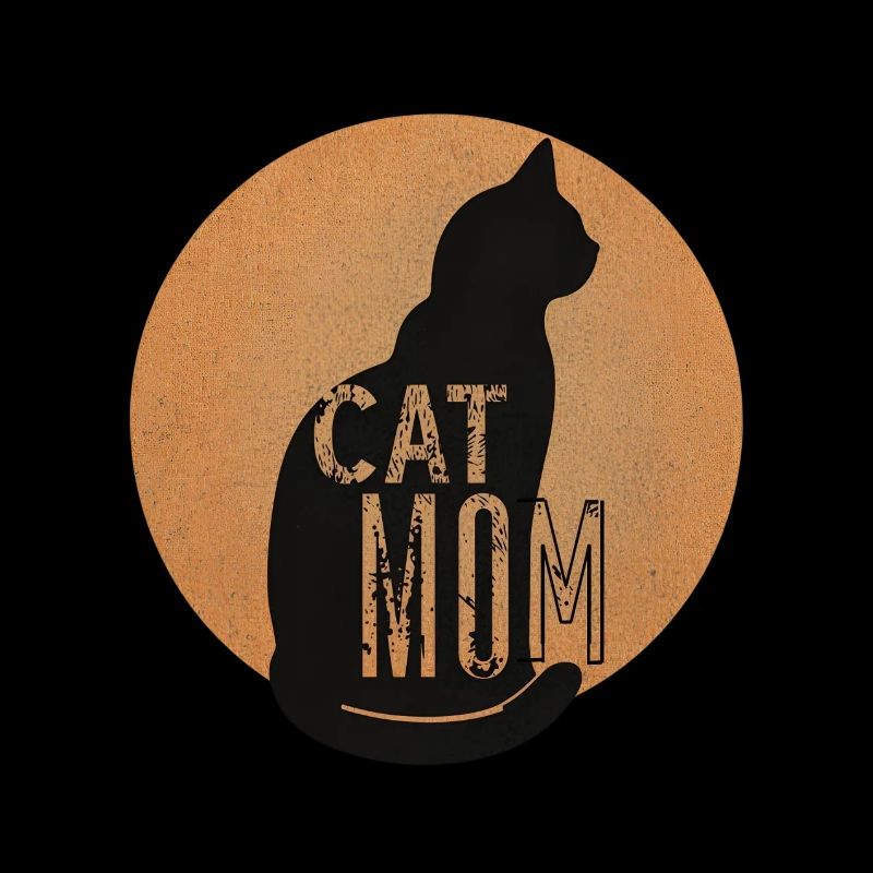 Cat mom silhouette in vintage style