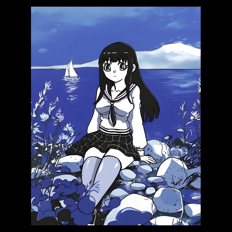 Seemann Mädchen Schulmädchen am Meeres in Blau