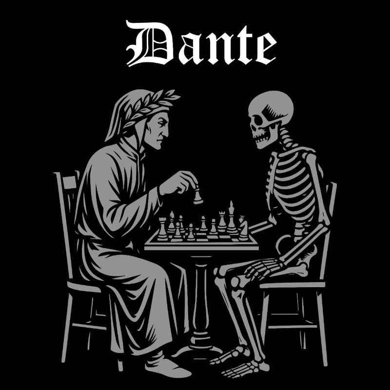 Dante-und-Skelett-Schachmatch