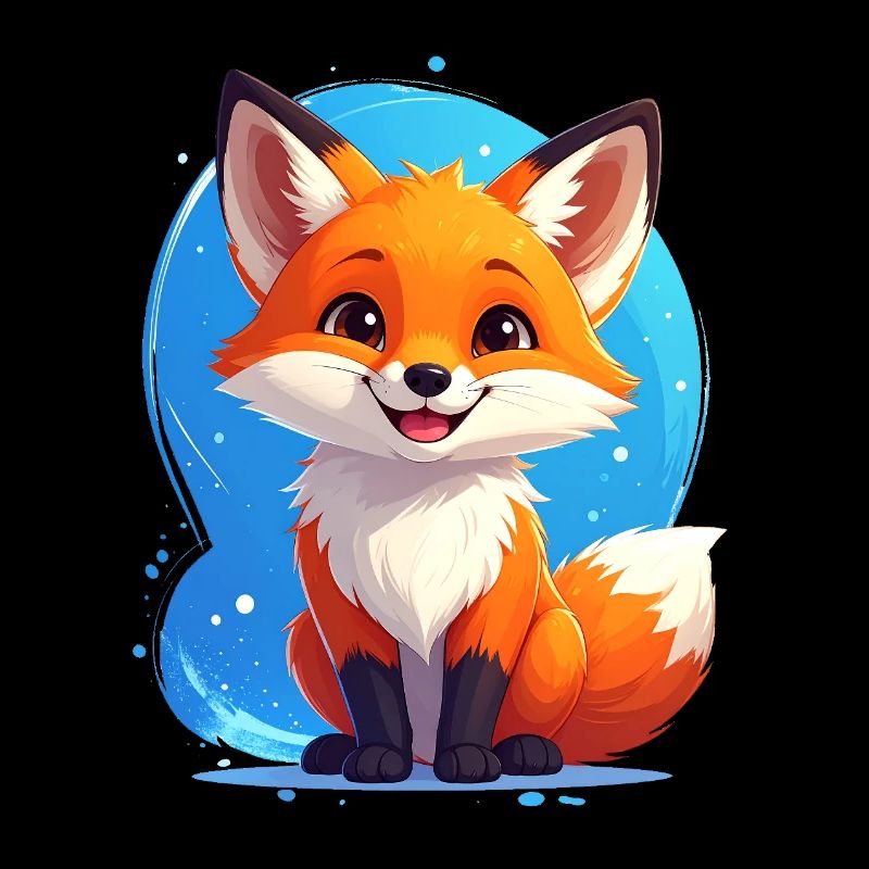 Cute fox against blue background