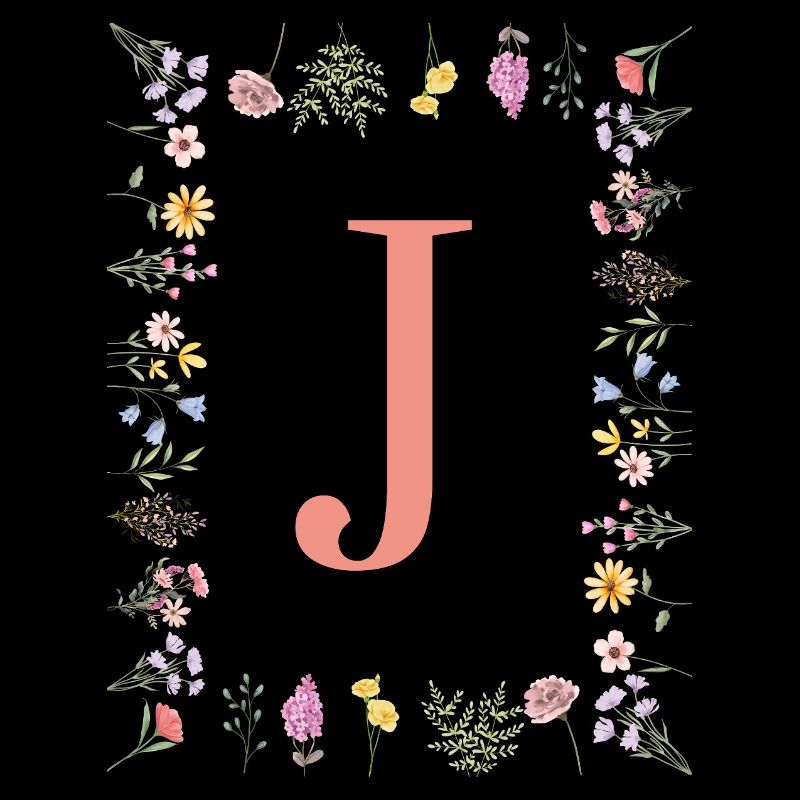 Initiales florales « J », monogramme de lettres