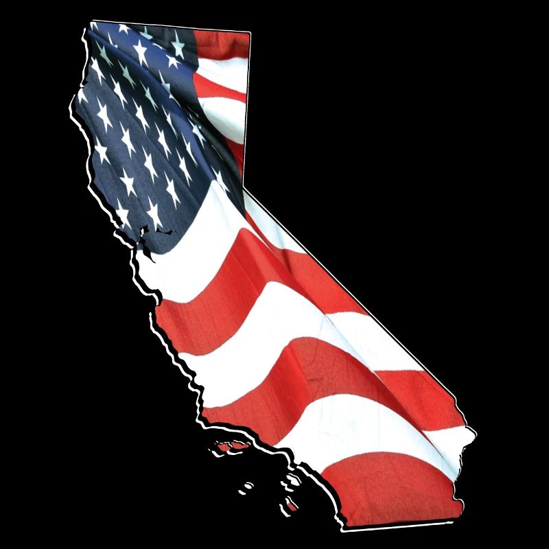 USA Flag in California State Map
