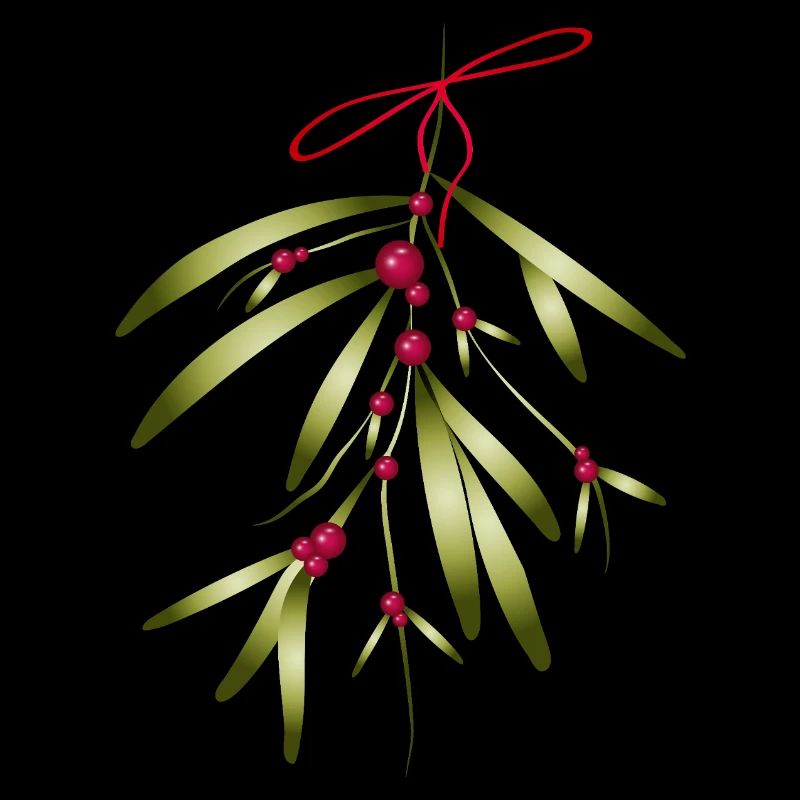 Mistletoe with red berries and bow