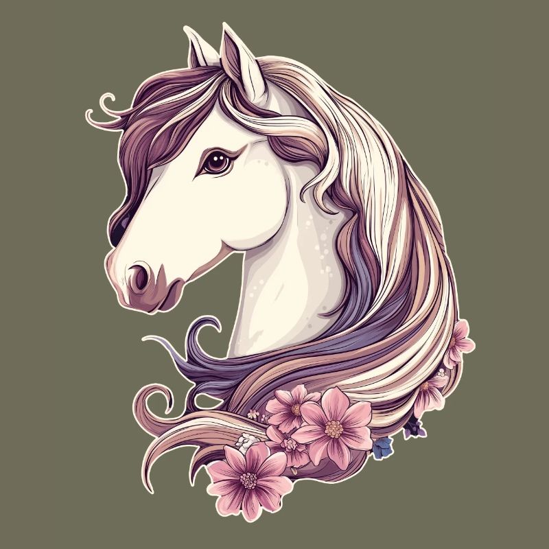 Cheval avec des fleurs