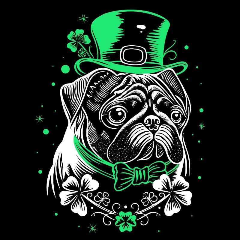 Pug with St Patrick's Day Hat