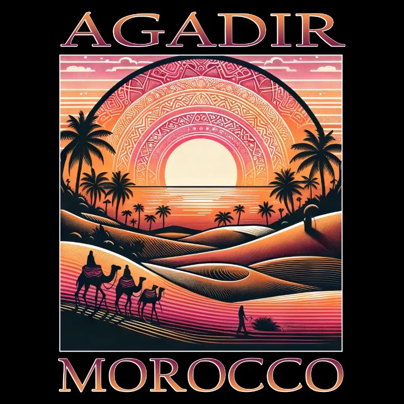 Agadir Maroc Désert Chameau Vacances Coucher de soleil