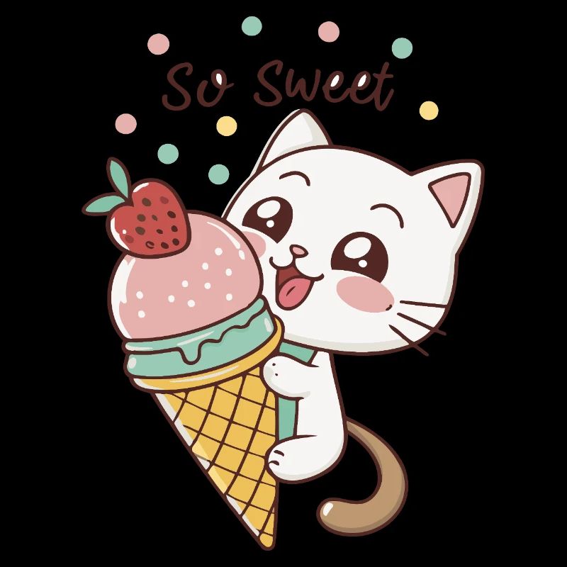 Chaton gourmand et glace pastel