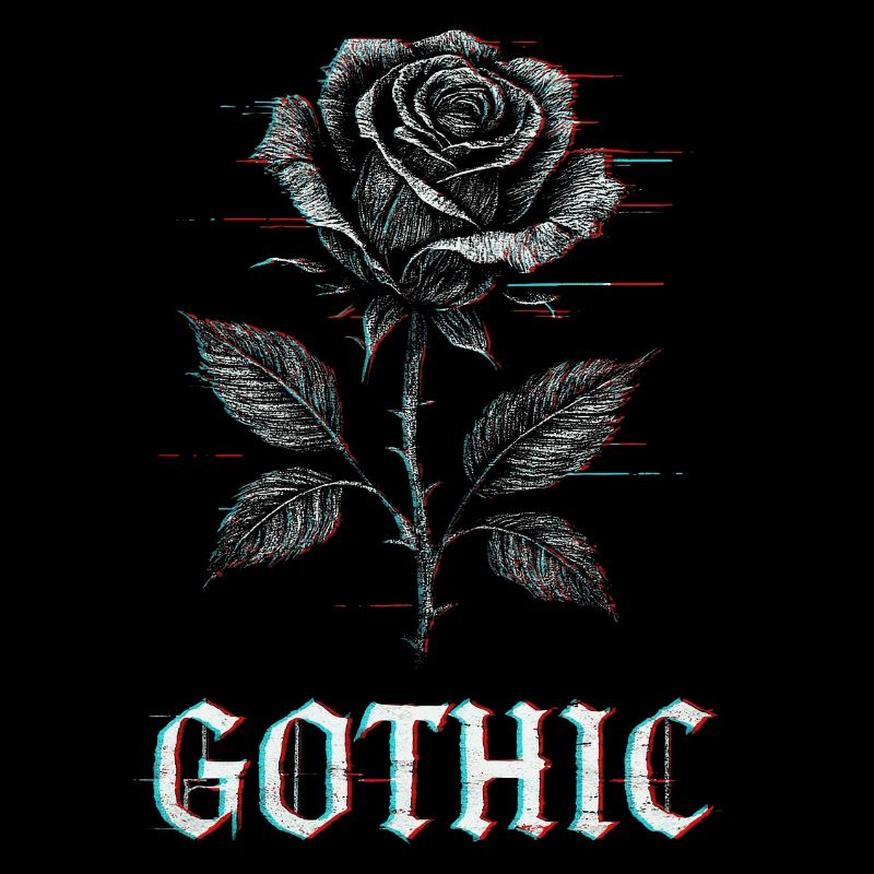 Gothic Rose with Glitch Effect