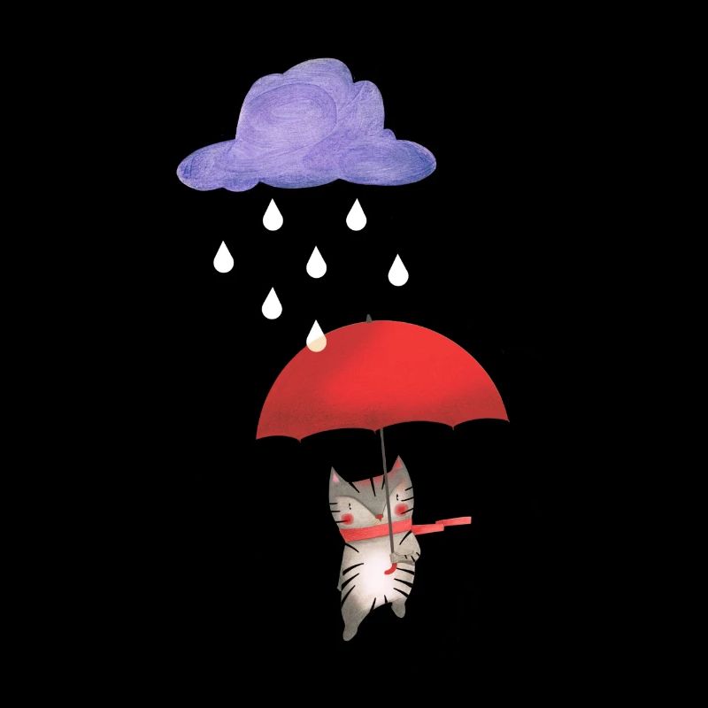 Katze mit Regenschirm