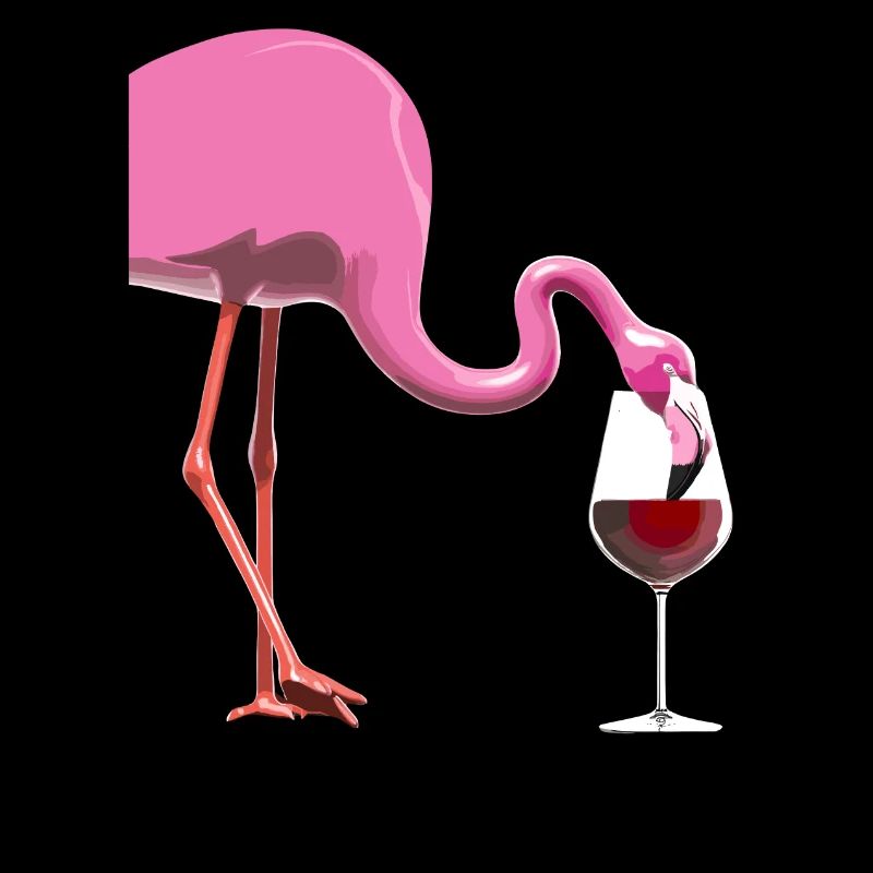 Flamant rose avec verre à vin