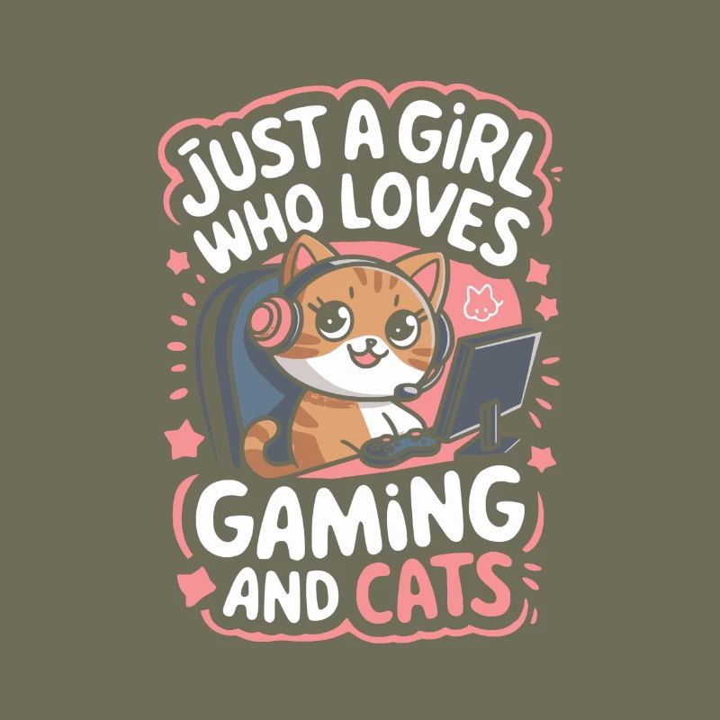 Gaming Computer Konsole Mädchen Katze