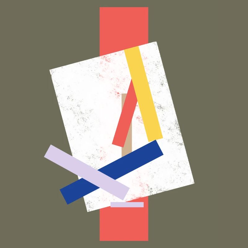 Abstract color block pattern distorted face