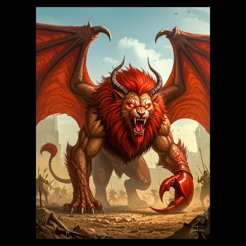 Manticore, löwenkörperiges Wüstenraubtier