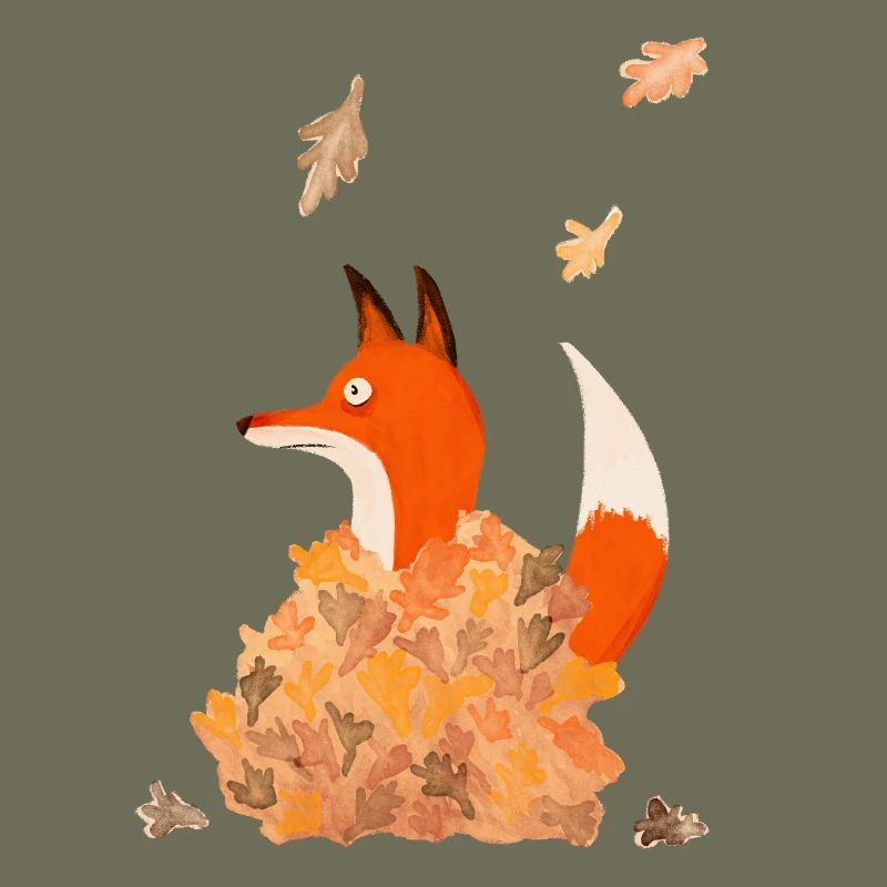 Fuchs mit Blättern