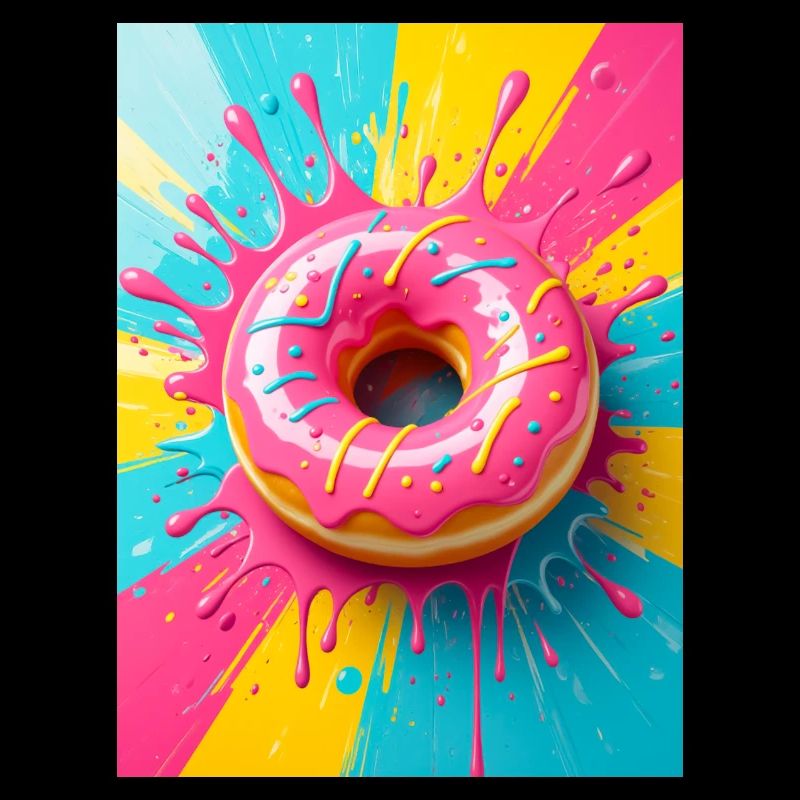 Beignet rose brillant avec une douce couleur pop-art