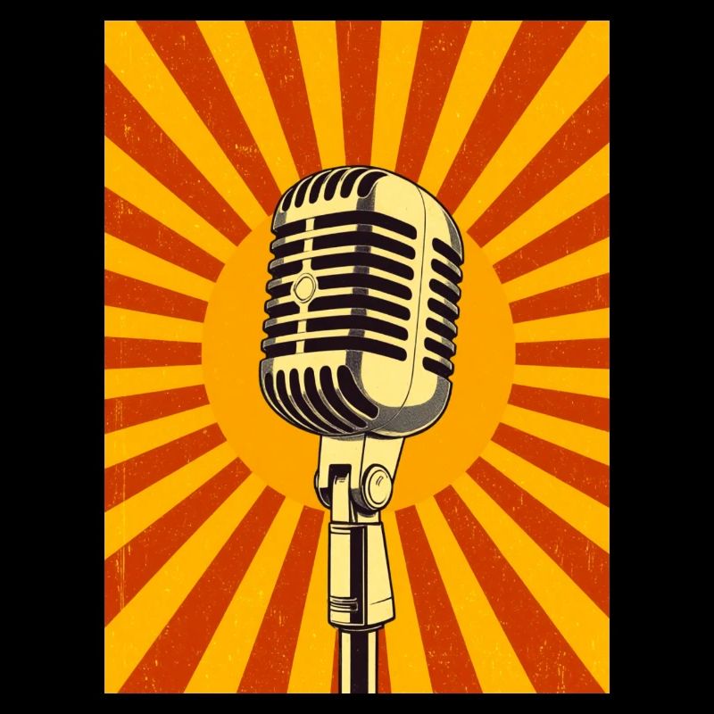 Classic Retro Microphone Glowing with Soulful