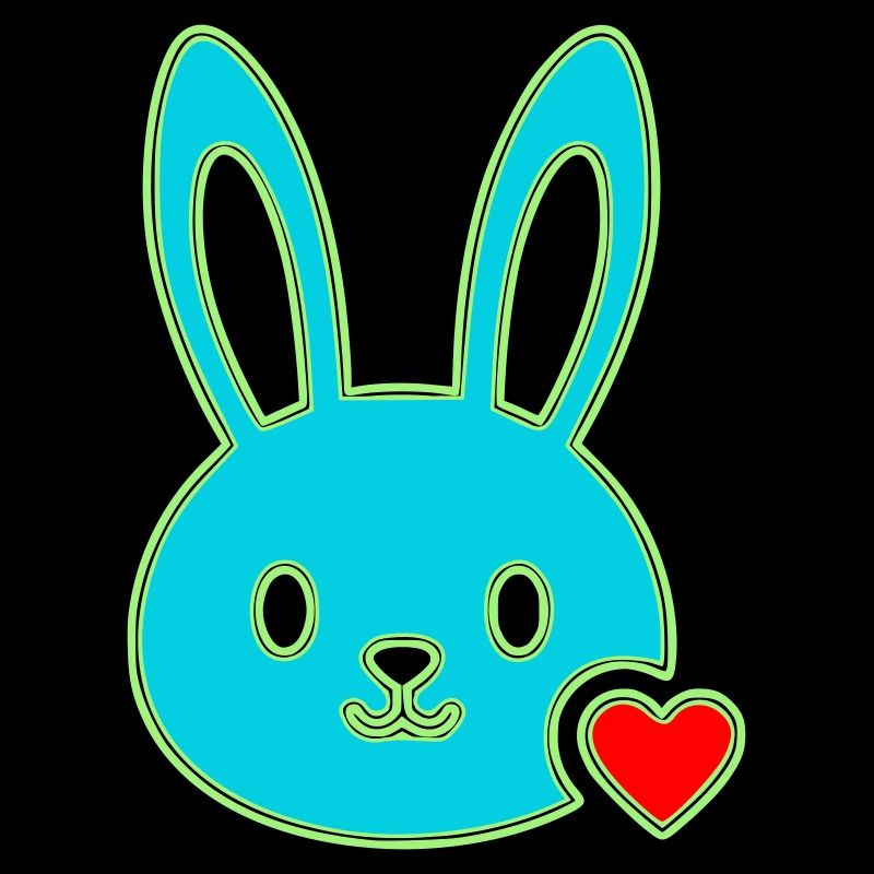 Neon Bunny Head Heart Y2K Cute Vector