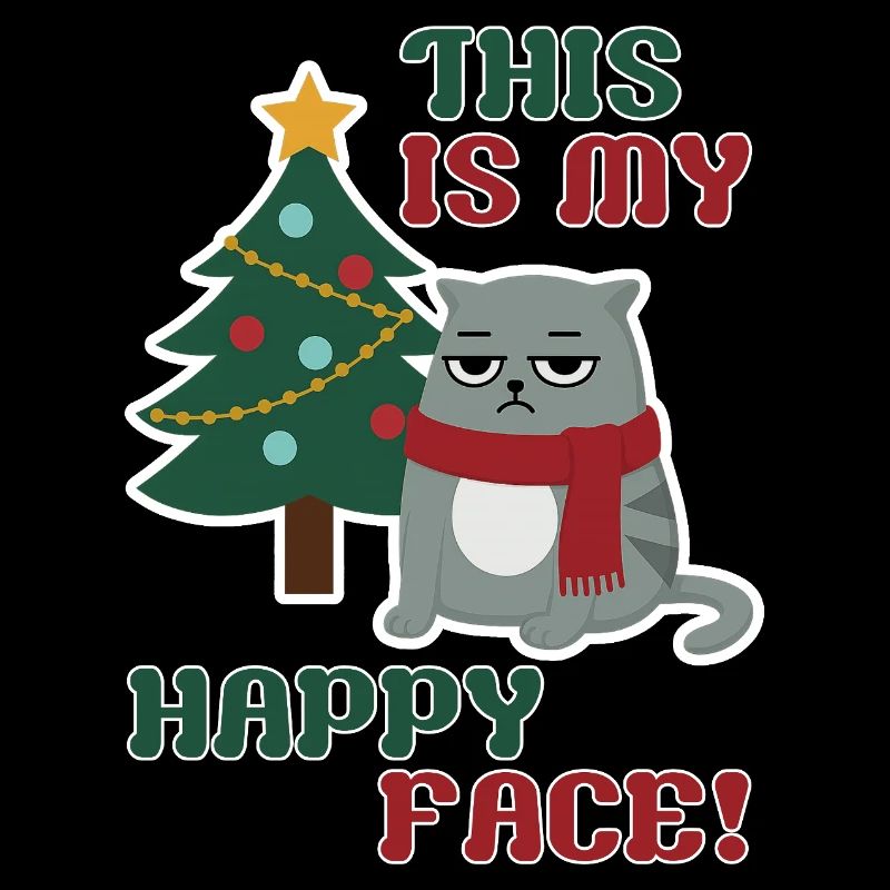 Cat Grumpy Christmas , this is my Happy Face