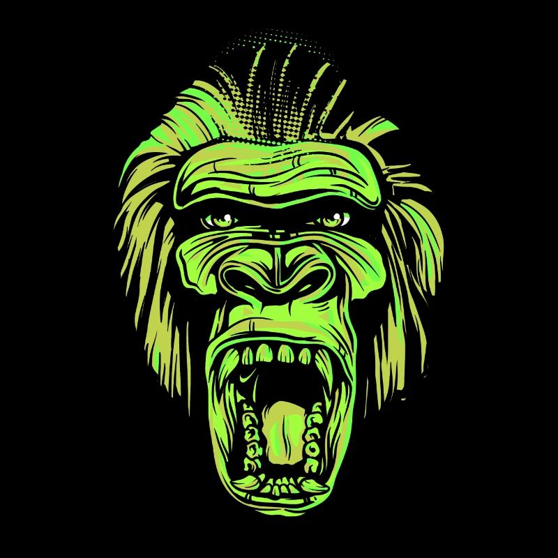 Schreiender Gorillakopf im Neonstil