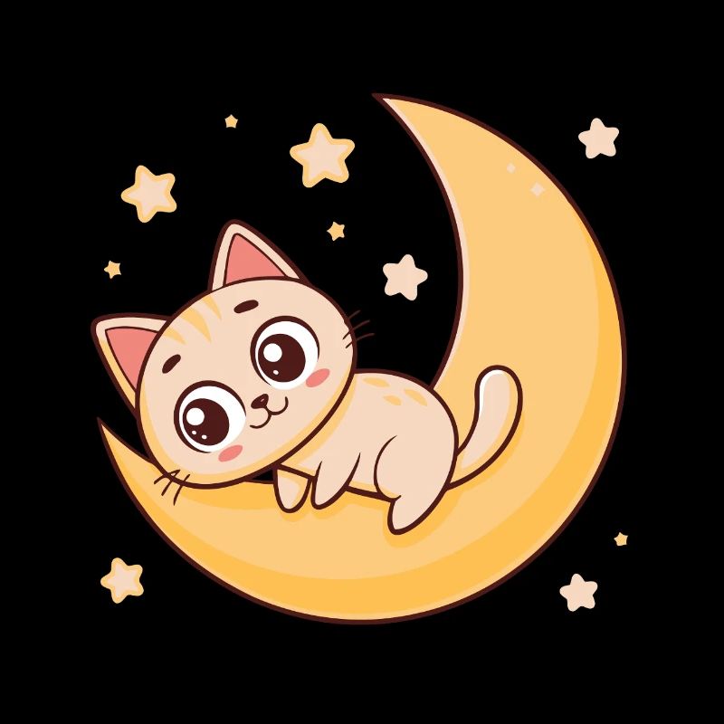 Chaton sur croissant lunaire