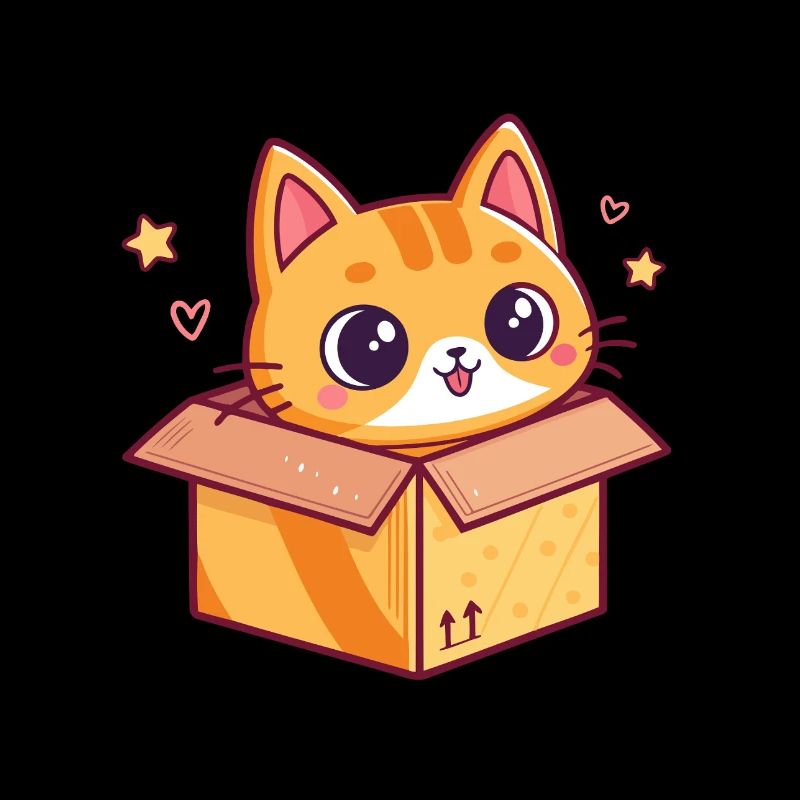 Glückliches Kätzchen in einem Pappkarton