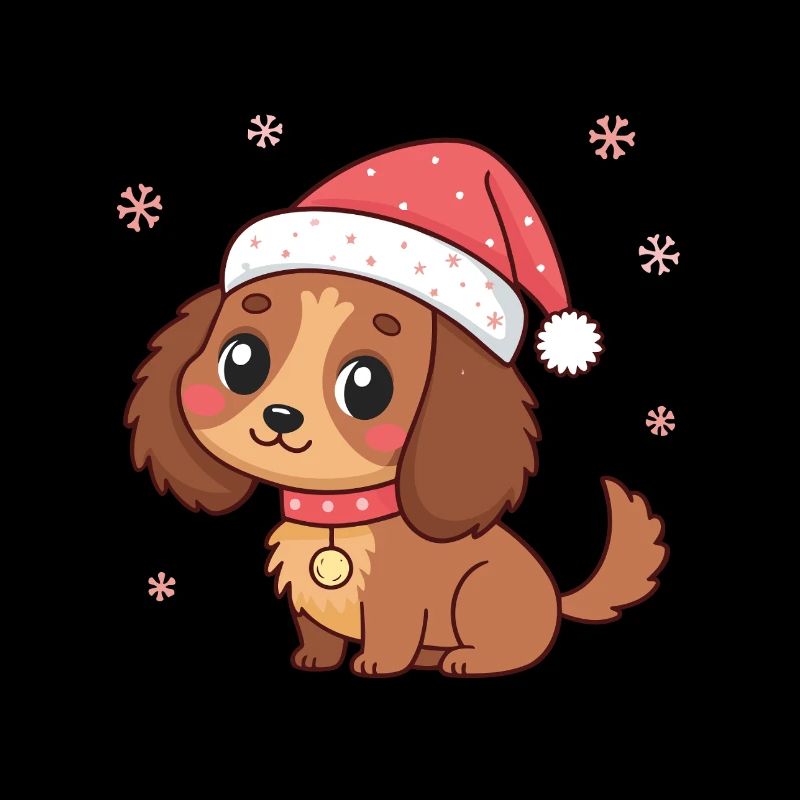 Chiot Noël au Chapeau Rouge
