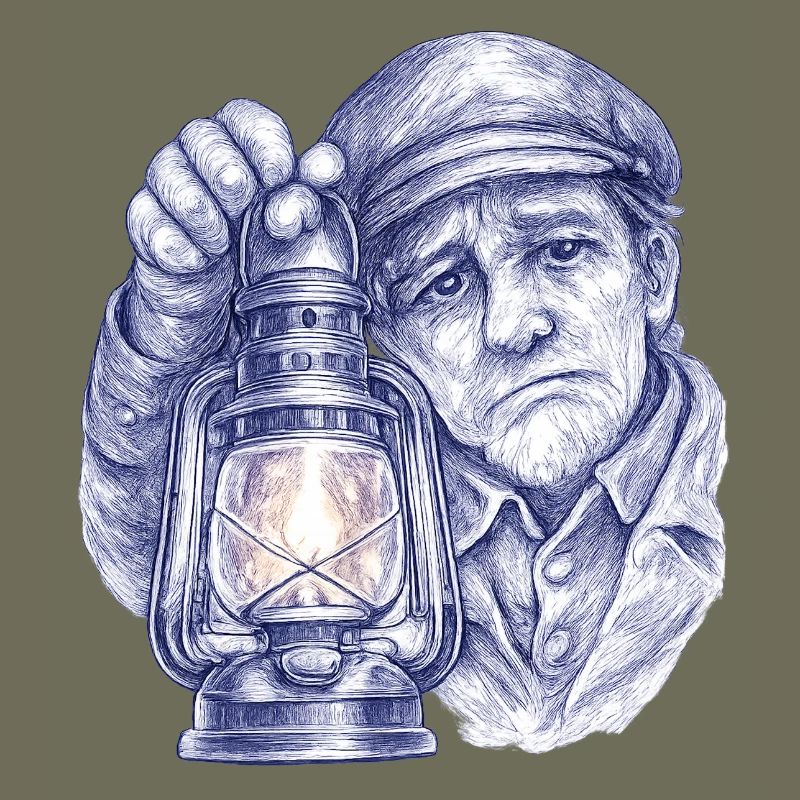 Älterer Mann mit Laterne