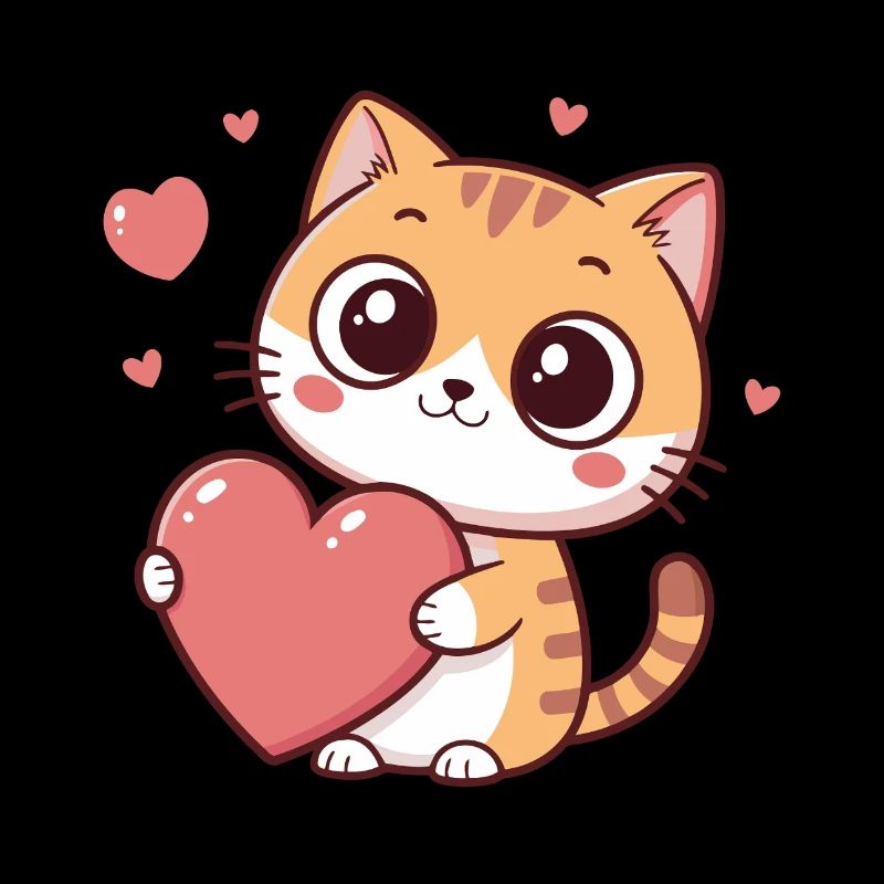 Chat cœur kawaii amoureuse