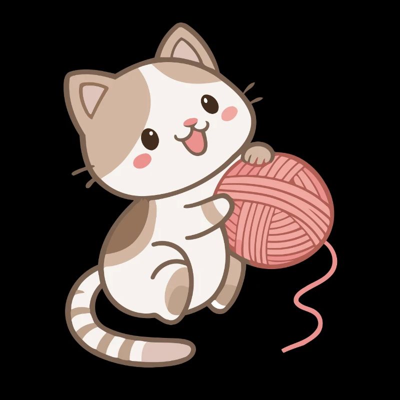 Chaton et Pelote de Laine