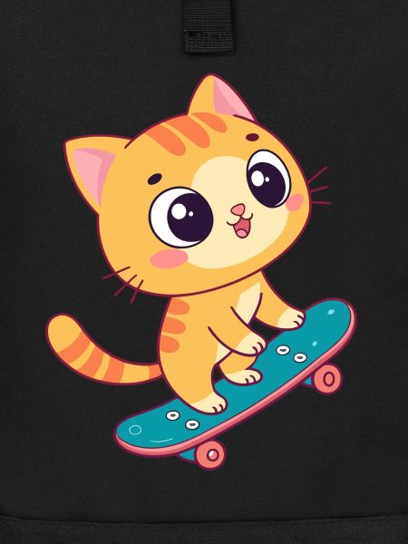 Kawaii kitten on skateboard