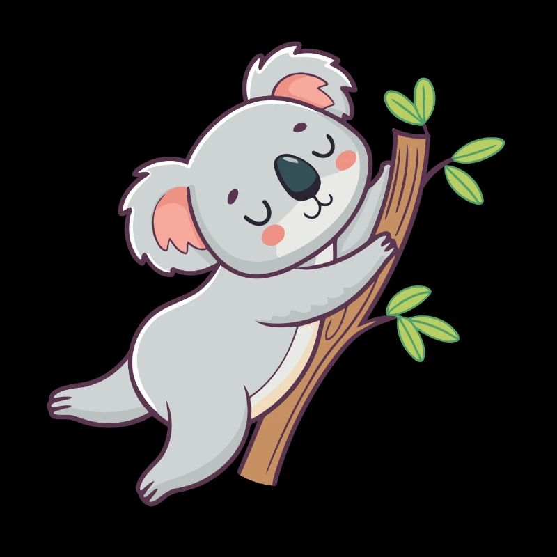 Koala câlin sur branche pastel