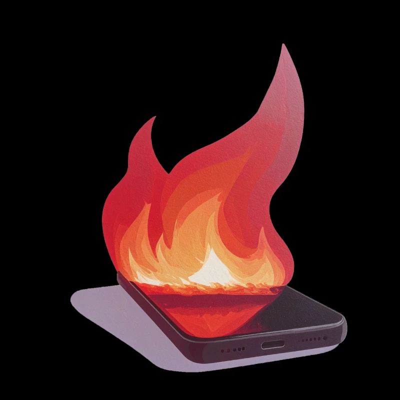 Smartphone in Flammen / Illustration