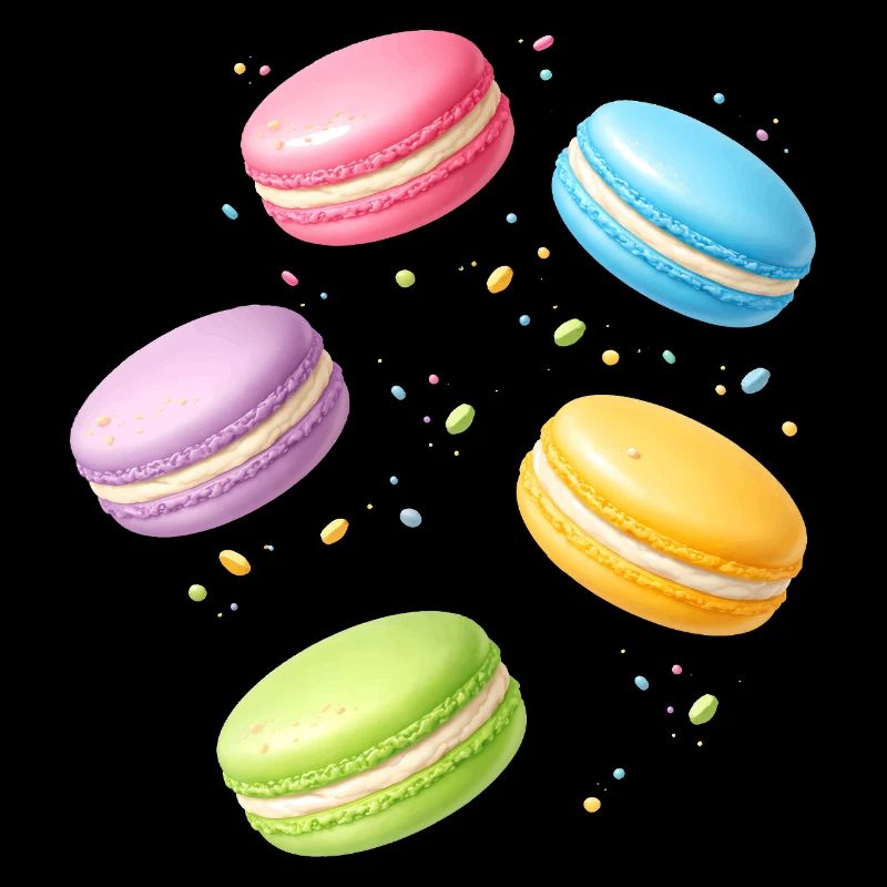 Motif de dessert pastel de macarons colorés