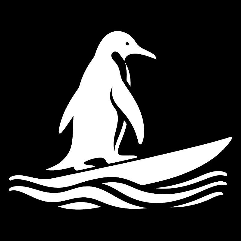 Pingouin, Surfeur, Silhouette, Surf, Surf