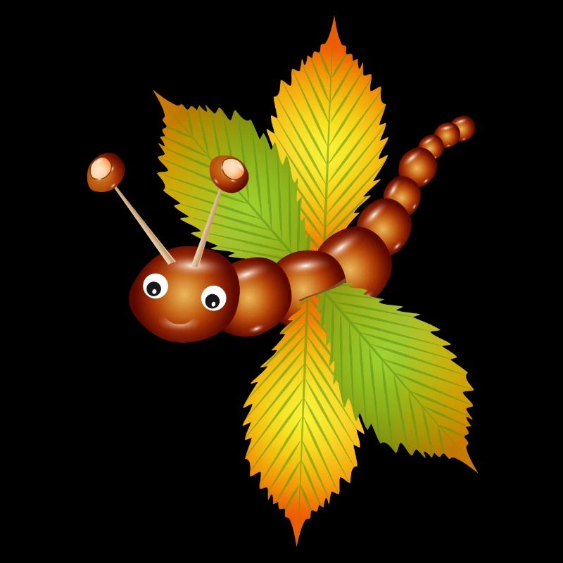 Papillon de châtaignes et de feuilles de châtaignier